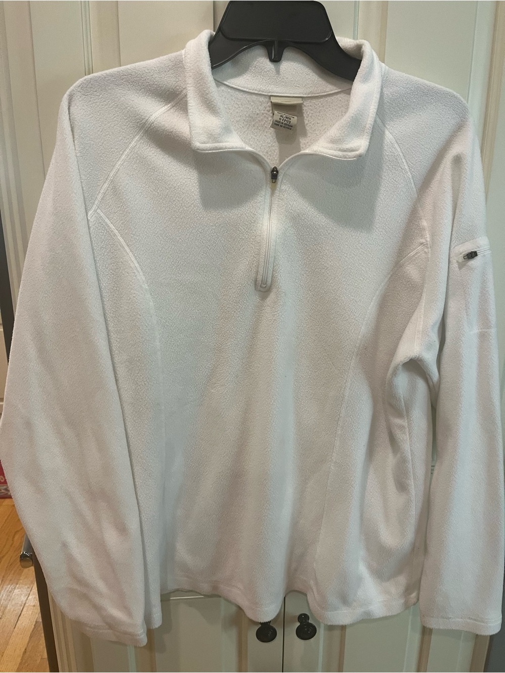 L.L. Bean Men's White Half-Zip Fleece Pullover